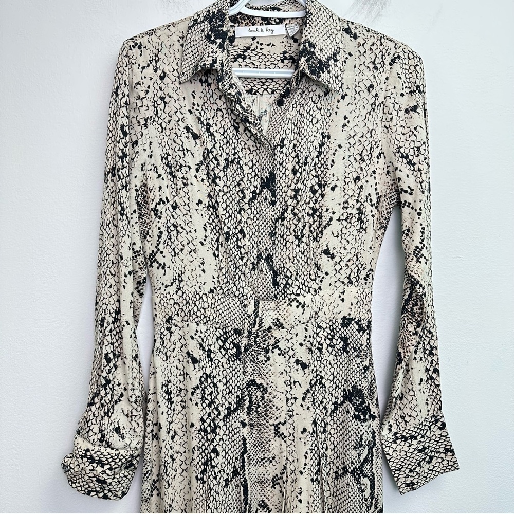 Lock & Key Snakeskin Print Midi Dress XS